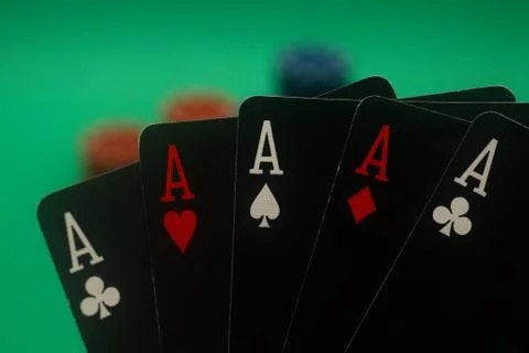 Poker Hand - 5 Aces Stock Photos