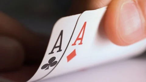 Poker hand pair of aces 스톡 동영상 116094880
