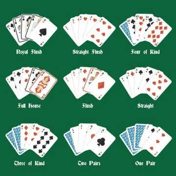Poker hands set 스톡 일러스트