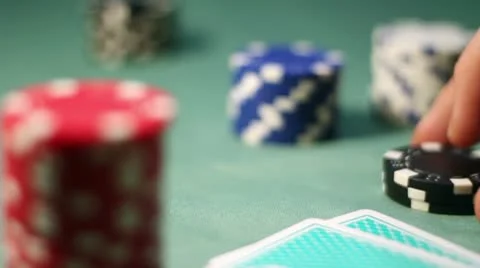 Poker Player and His Chips and Cards Stock-Footage 10794311