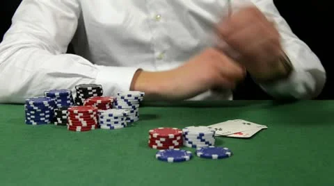 Poker player folding Stock Footage 21763448