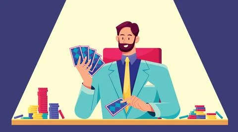 Poker Player Professional Stock Illustration