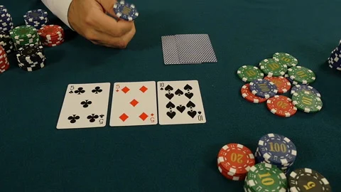 Poker player raised bet while playing texas holdem in casino, Slow motion Stock Footage 221072932