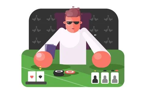 Poker player at table Stock Illustration