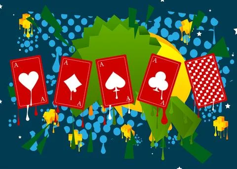 Poker Playing Card graffiti. Abstract modern street art decoration performed in  Stock Illustration