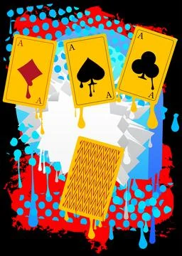 Poker Playing Card graffiti. Abstract modern street art decoration performed in  Stock Illustration