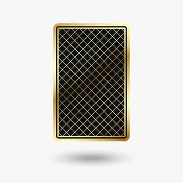 Poker playing card on grey background. Black and gold back side design. Vecto Stock Illustration