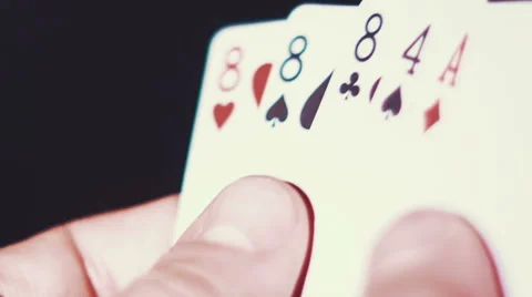Poker - poker three of a kind On The Black Background Stock Footage 60227187