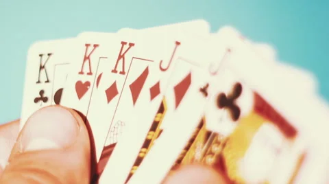 Poker - poker three of a kind On The Green Background Stock Footage 60227226