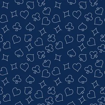 Poker Seamless Pattern in thin line style. Vector minimal background Stock Illustration