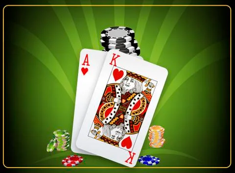 At the poker table cards and chips Stock Illustration
