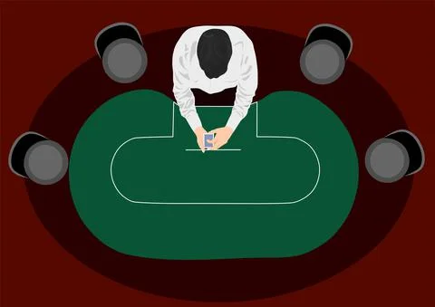 Poker table with cards and chips on a green background. Stock Illustration