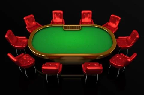 Poker table with chairs top side view isolated on black Illustrazione stock