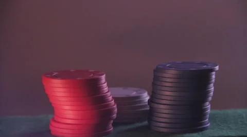 Poker Table Chips - Panning Shot Stock Footage 47436100
