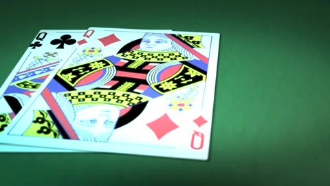 Poker Table Series - Two of a Kind - Queen Cards Stock Footage 287141560