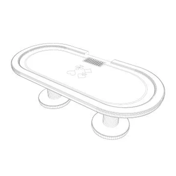 Poker table. Vector outline illustration. Stock Illustration