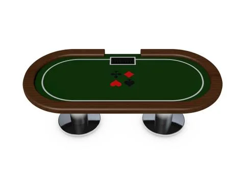 Poker table.Isolated on white.3D rendering illustration.Front view. Иллюстрация