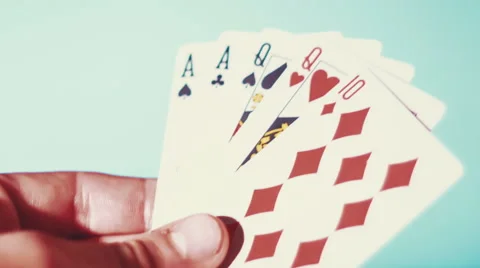 Poker - Two Pairs On The Blue Background Stock Footage 60227823