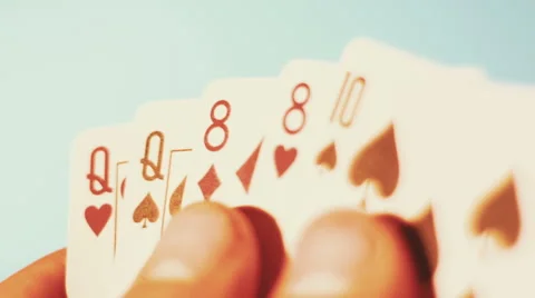 Poker - Two Pairs On The Green Background Stock Footage 60227880
