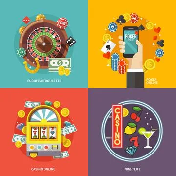 Poker vector flat illustrations Stock Illustration