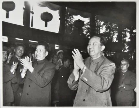 Pol Pot, kuo-Feng and Yeh Chien-Ying at national day celebration in Peking- 1977 Stock Photos