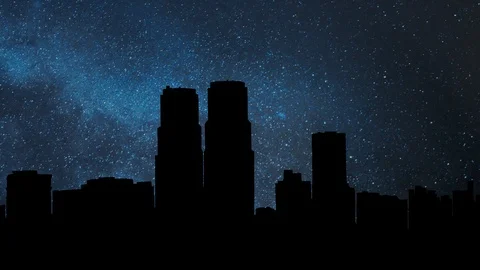 Polanco Zone and Chapultepec Park by Night, Time Lapse with Stars and Milky Way Stock Footage 122922212