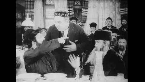 POLAND - 1923 - in this silent comedy, when a Jewish girl is caught in men's Stock Footage 341992688