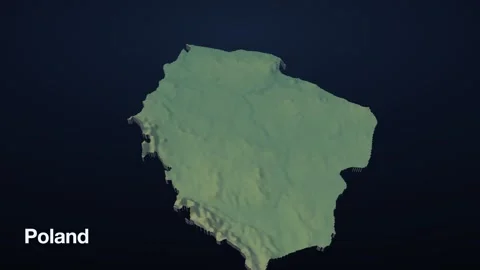 Poland 3D elevation relief map Stock Footage 340607830