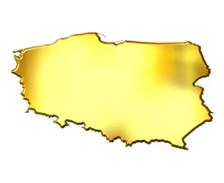 Poland 3d Golden Map Stock Illustration