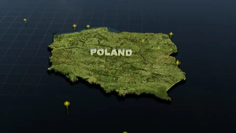 Poland 3D Map With Animation Stock Footage 309444300