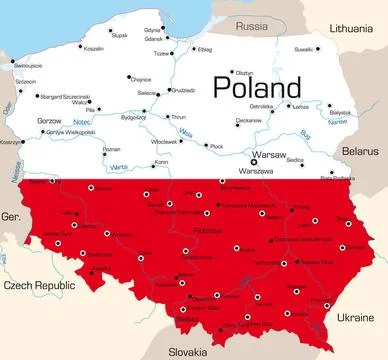 Poland Abstract vector color map of Poland country coloured by national fl... Stock Photos