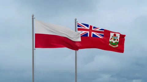 Poland and Bermuda flags Stock Footage 252429923