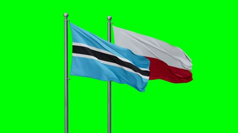Poland and Botswana two flags Stock Footage 294249436