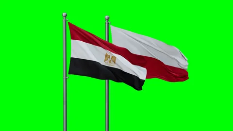 Poland and Egypt two flags Stock Footage 290088396