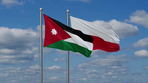 Poland and Jordan two flags Video stock 284801818