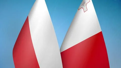 Poland and Malta two flags Stock Illustration
