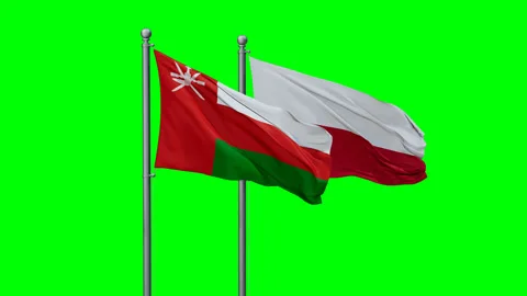 Poland and Oman two flags Stock Footage 291859200