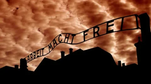 Poland Auschwitz orange clouds 스톡 동영상 10728179