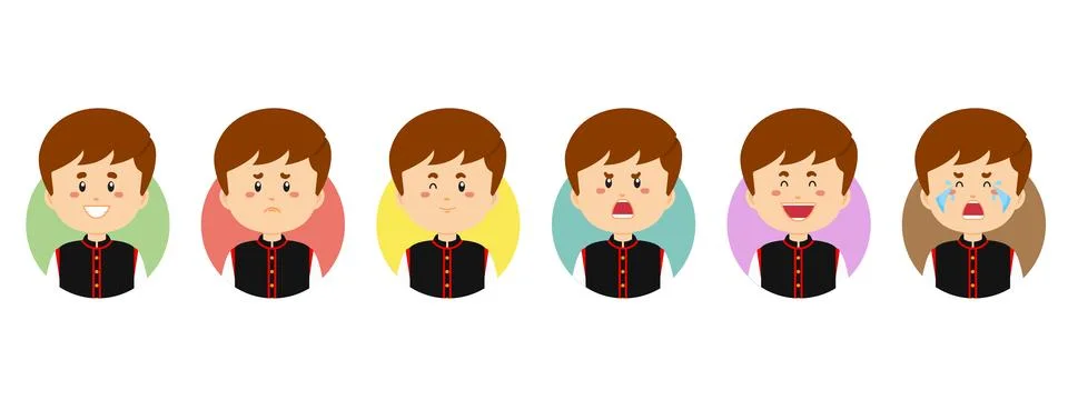 Poland Avatar with Various Expression Stock Illustration