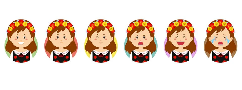Poland Avatar with Various Expression Stock Illustration