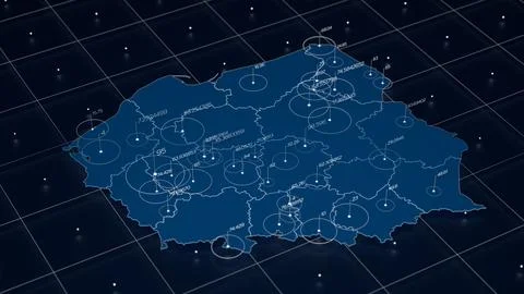 Poland blue map big data visualization. Futuristic map infographic. Information Illustrazione stock