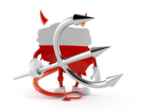 Poland character with devil horns and pitchfork Stock Illustration