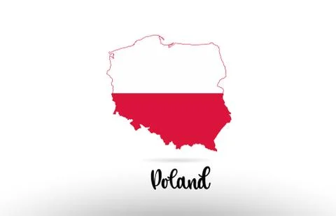 Poland country flag inside map contour design icon logo Stock Illustration