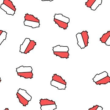 Poland country map flag vector seamless pattern Illustrazione stock