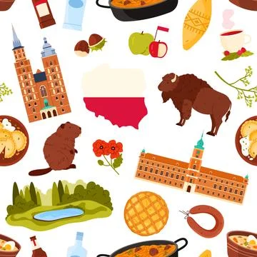 Poland Culture Seamless Pattern Vector Art Stock Illustration