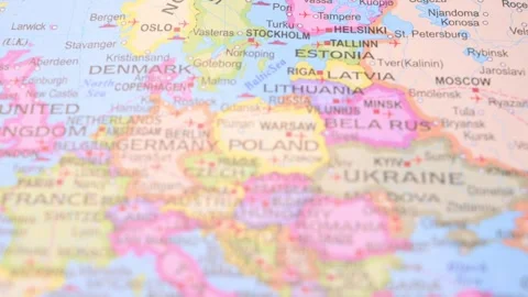 Poland Defocus to Focus Horizontal World Map 5.4K Stock Footage Stock Footage 330209623