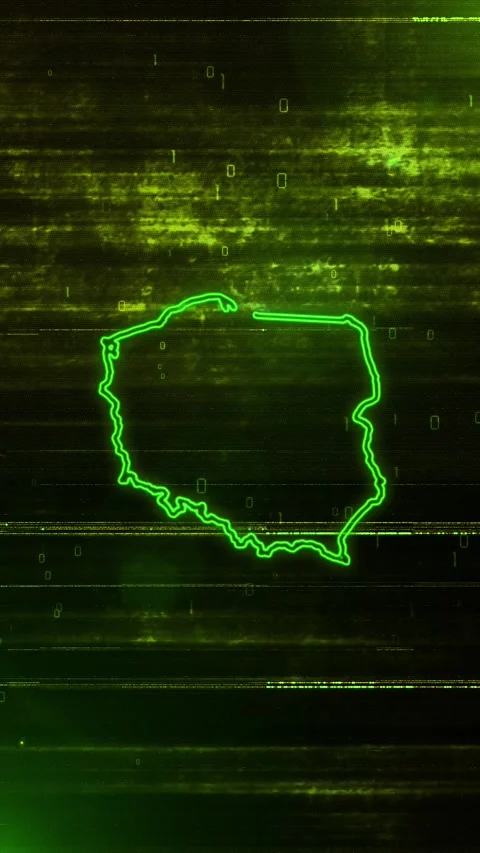 Poland Digital Futuristic Glitch Map Stock Footage 334593910