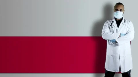 Poland doctor with flag Video stock 153380334