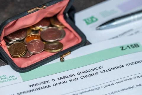 Poland documents. Application for care allowance for a person Foto stock