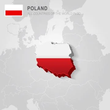 Poland drawn on gray map. Stock Illustration